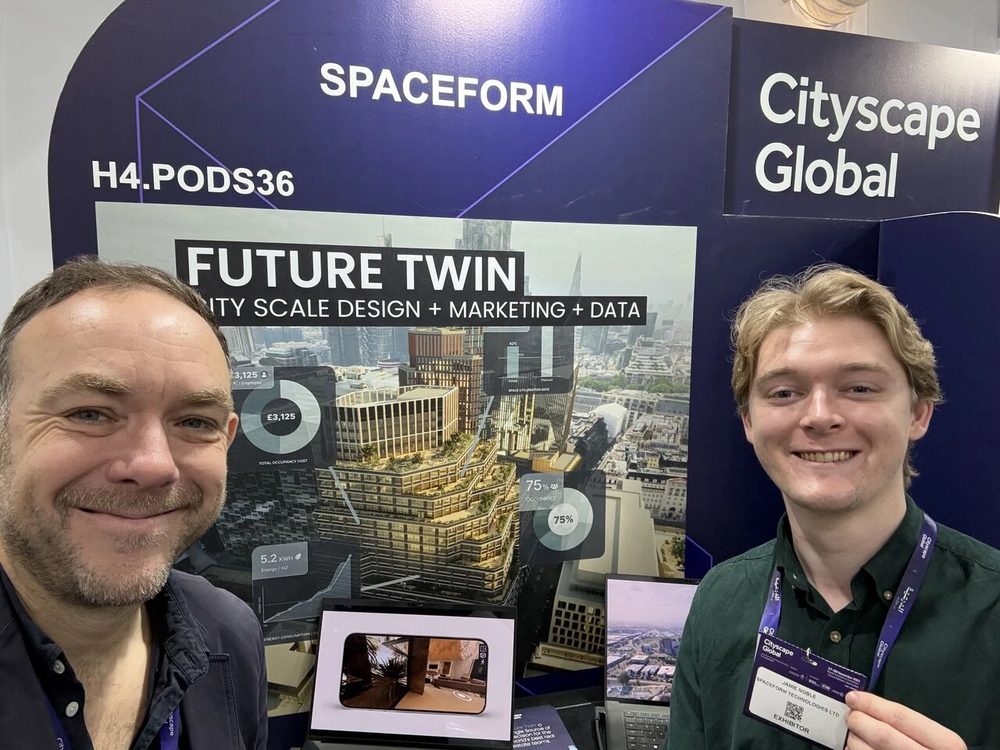 Jamie at the SpaceForm stand at Cityscape Global 2025 in Riyadh